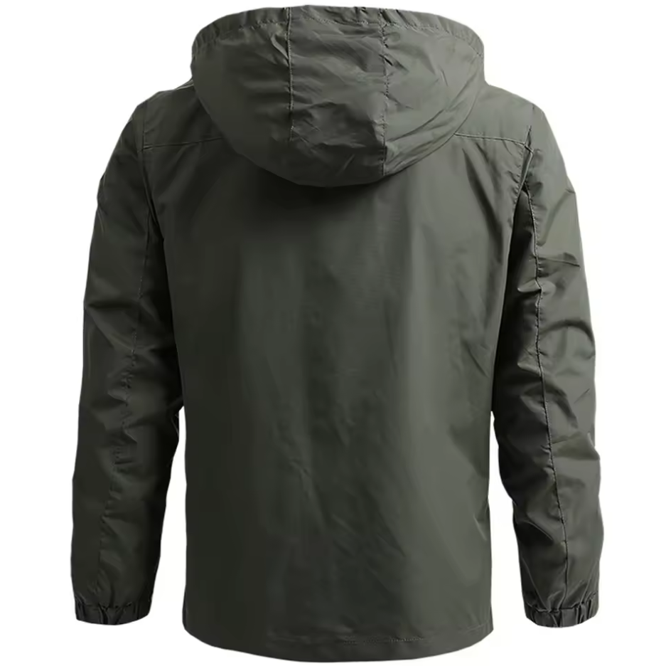 Men’s Waterproof Outdoor Windbreaker Jacket with Detachable Hood – Lightweight & Breathable Hiking Coat