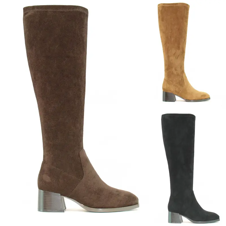 Elegant Stretch Suede Knee Boots — Comfort Fit for Every Calf