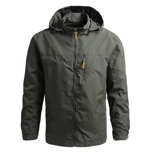 Men’s Waterproof Outdoor Windbreaker Jacket with Detachable Hood – Lightweight & Breathable Hiking Coat