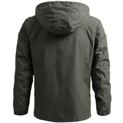 Men’s Waterproof Outdoor Windbreaker Jacket with Detachable Hood – Lightweight & Breathable Hiking Coat